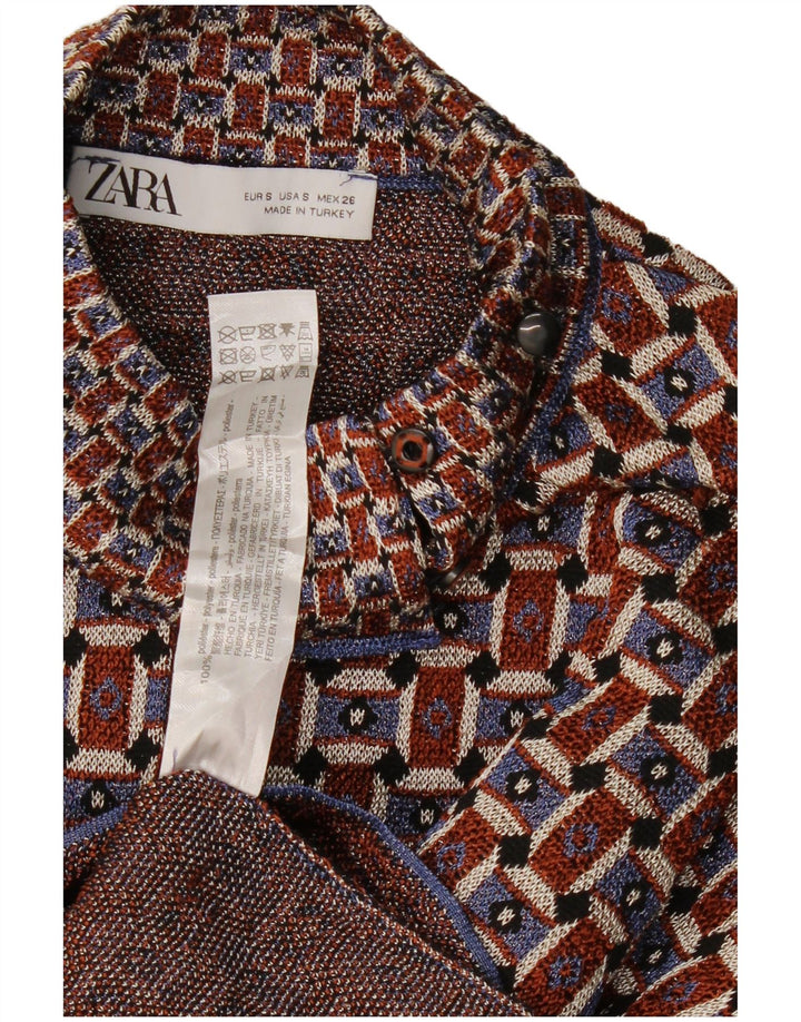 ZARA Maglione da Donna Oversize con Collo Dolcevita UK 10 Piccolo Bordeaux