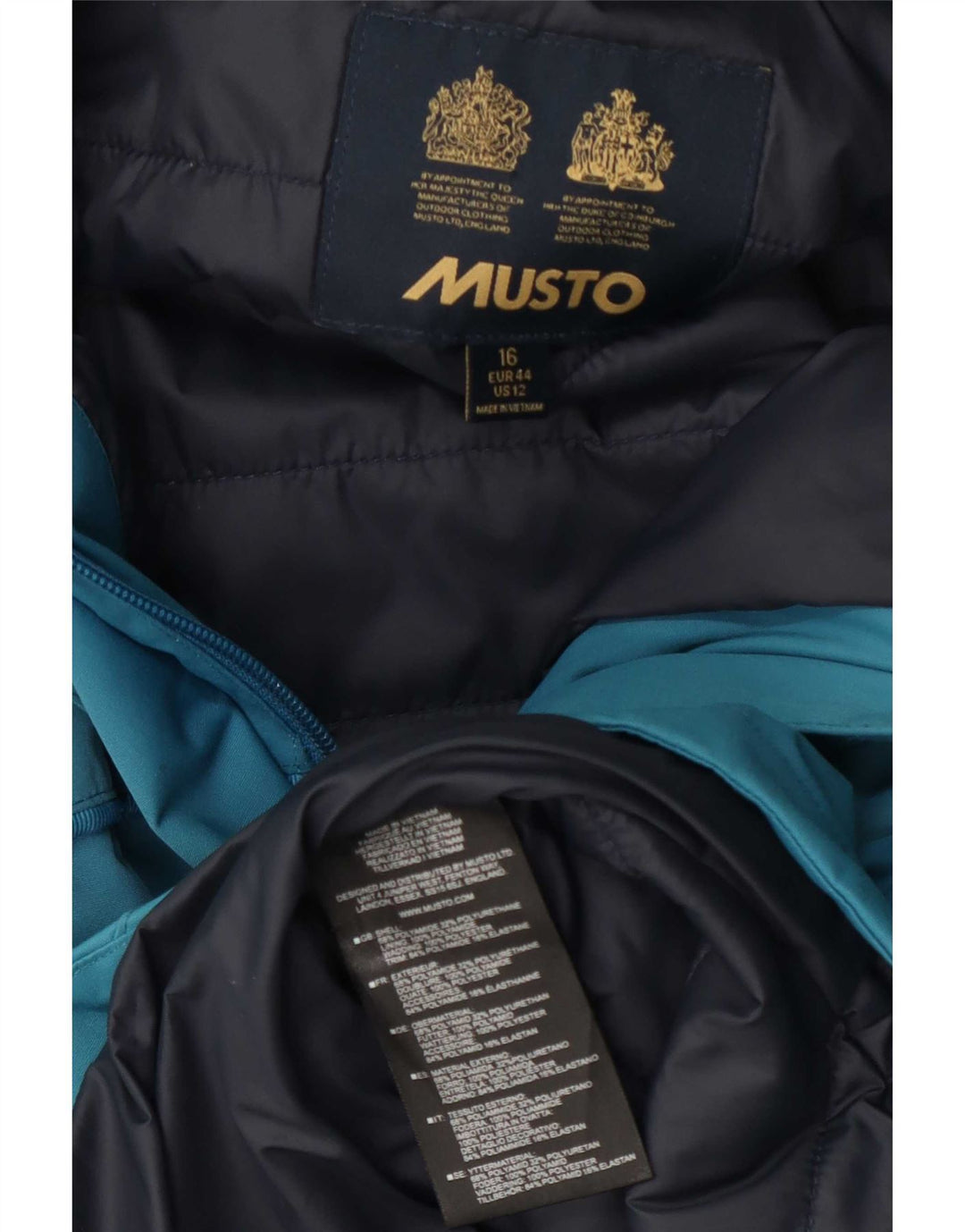 Giacca a vento con cappuccio grafica da donna Musto UK 16 Large Blu in poliammide