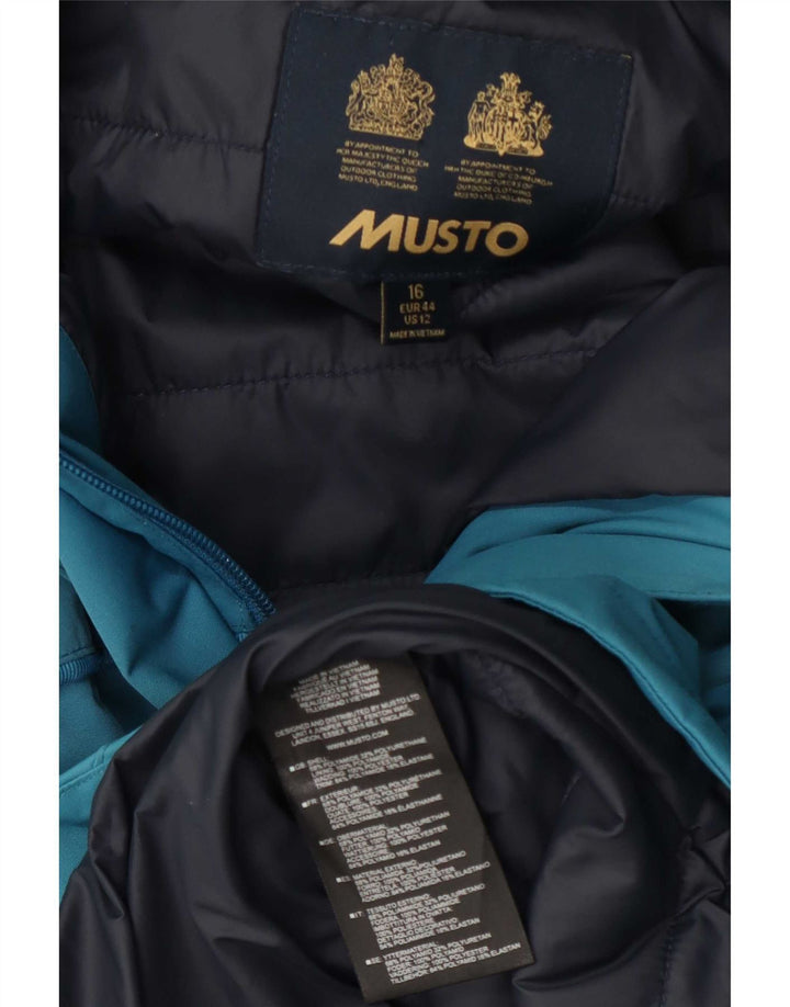 Giacca a vento con cappuccio grafica da donna Musto UK 16 Large Blu in poliammide