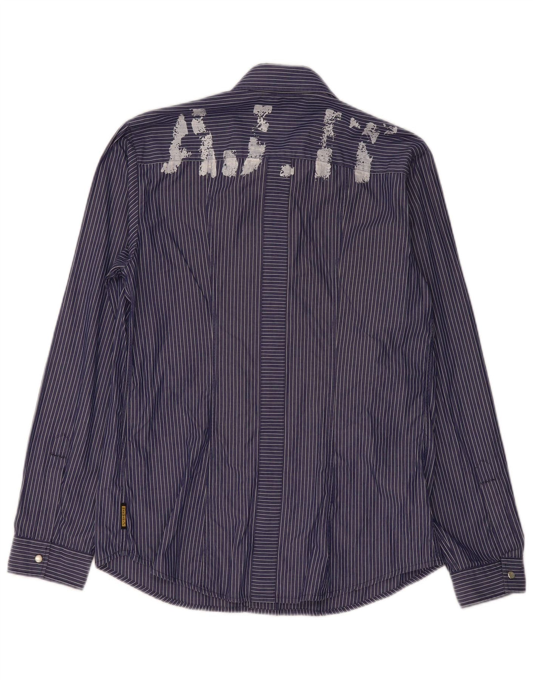 Camicia grafica da uomo Armani Jeans in cotone gessato medio blu navy