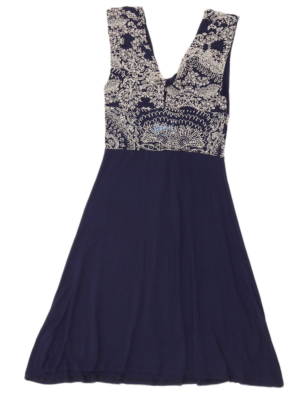 Desigual Abito da donna senza maniche a trapezio UK 8 Piccolo in viscosa floreale blu navy