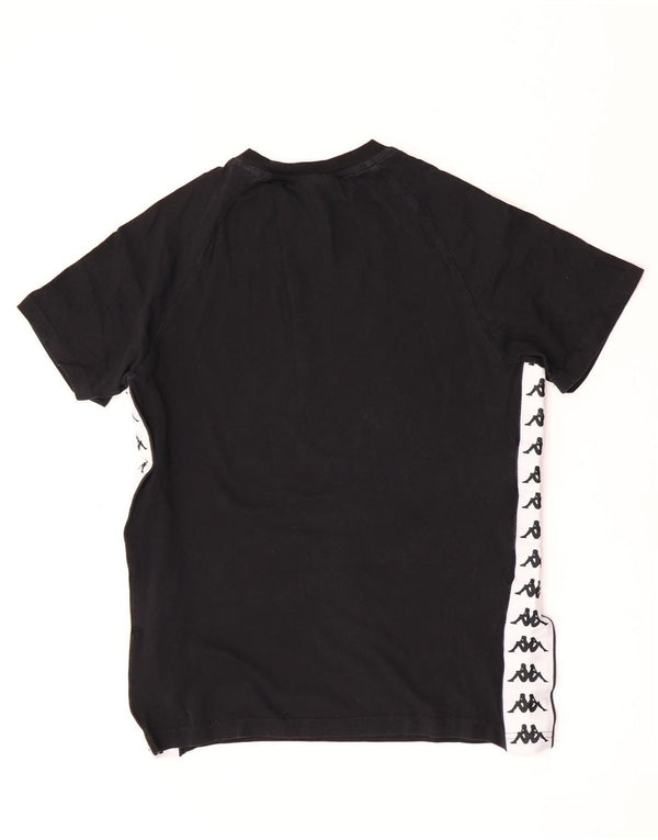 T-shirt grafica da donna Kappa Top UK 10 Small in cotone color block nero