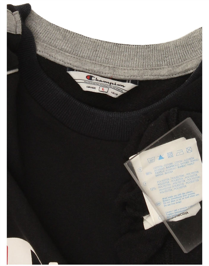 Felpa grafica da uomo Champion, maglione grande, cotone color block nero
