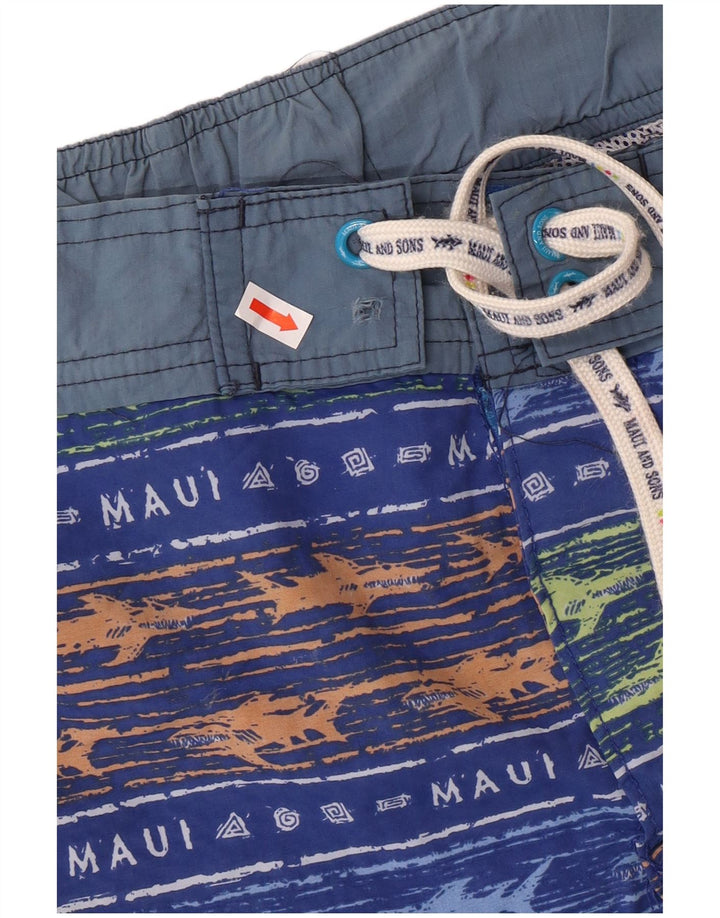 MAUI AND SONS Pantaloncini da bagno da uomo piccoli in poliammide a righe blu