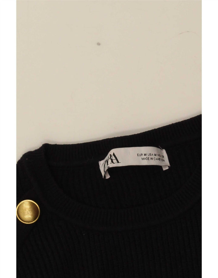Maglione maglione girocollo da donna Zara UK 12 blu navy medio