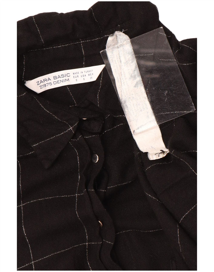 Abito chemisier oversize da donna ZARA UK 10 piccolo in viscosa a quadri neri