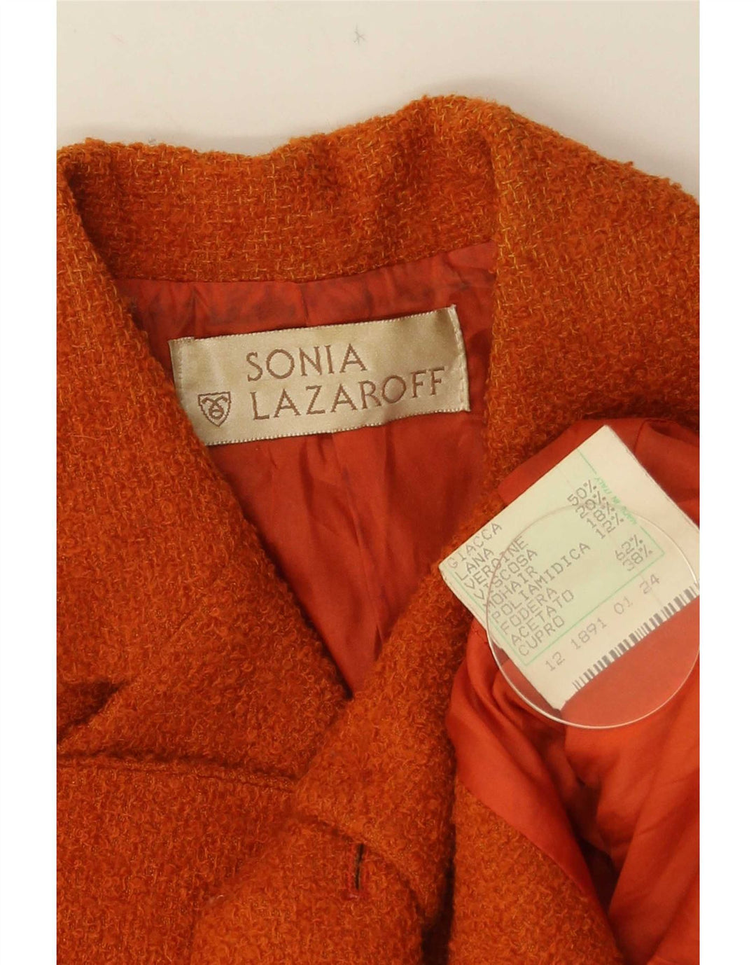 Giacca blazer vintage da donna a 4 bottoni IT 42 lana arancione media