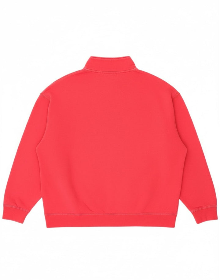Felpa da donna oversize con collo e zip Nike, maglione, UK 14, cotone rosa medio