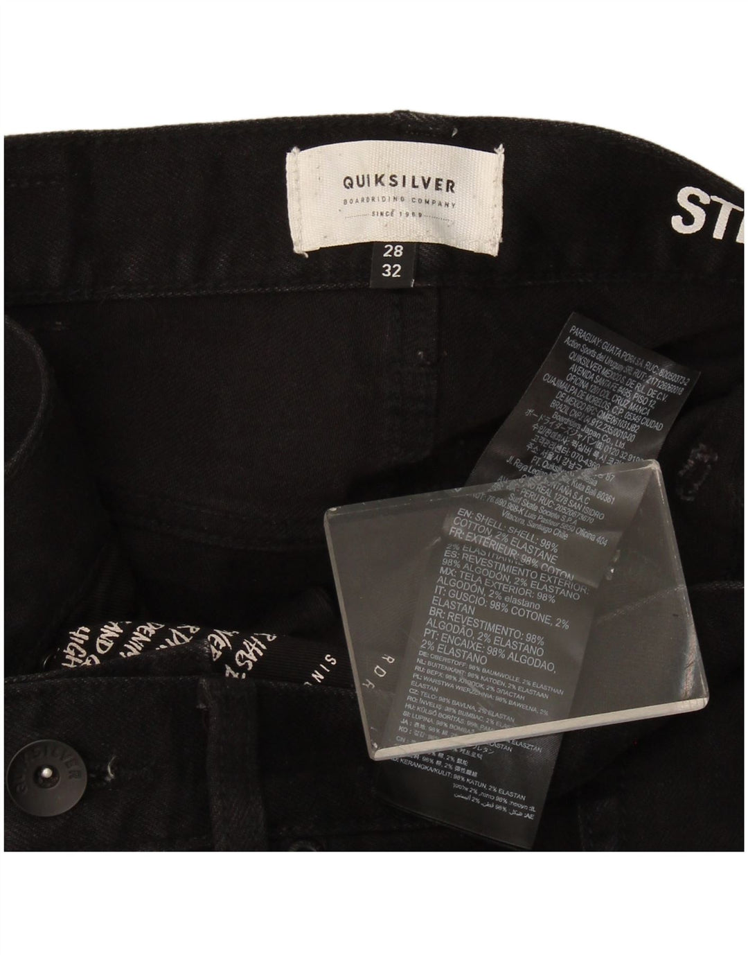Jeans dritti da uomo Quiksilver W28 L32 cotone nero