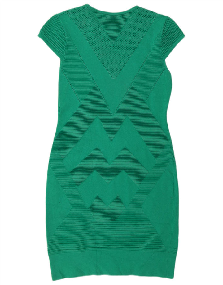 Abito aderente da donna KAREN MILLEN UK 16 Grande viscosa verde Chevron