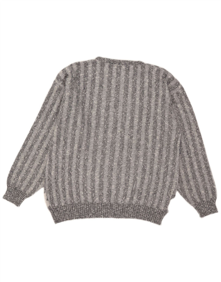 Maglione girocollo da uomo vintage IT 50 Acrilico geometrico grigio medio