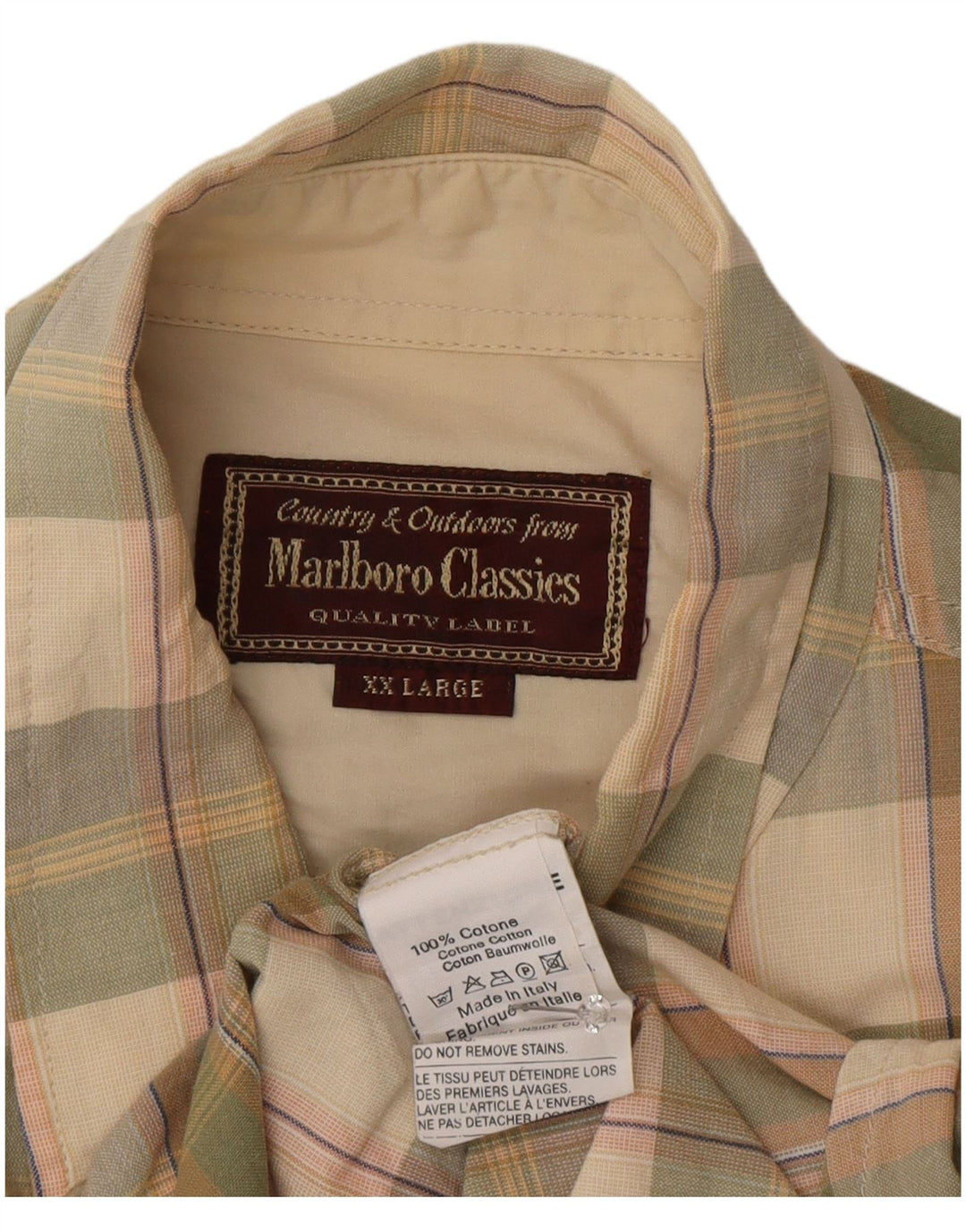 Camicia a maniche corte da uomo Marlboro Classics 2XL cotone a quadri verdi