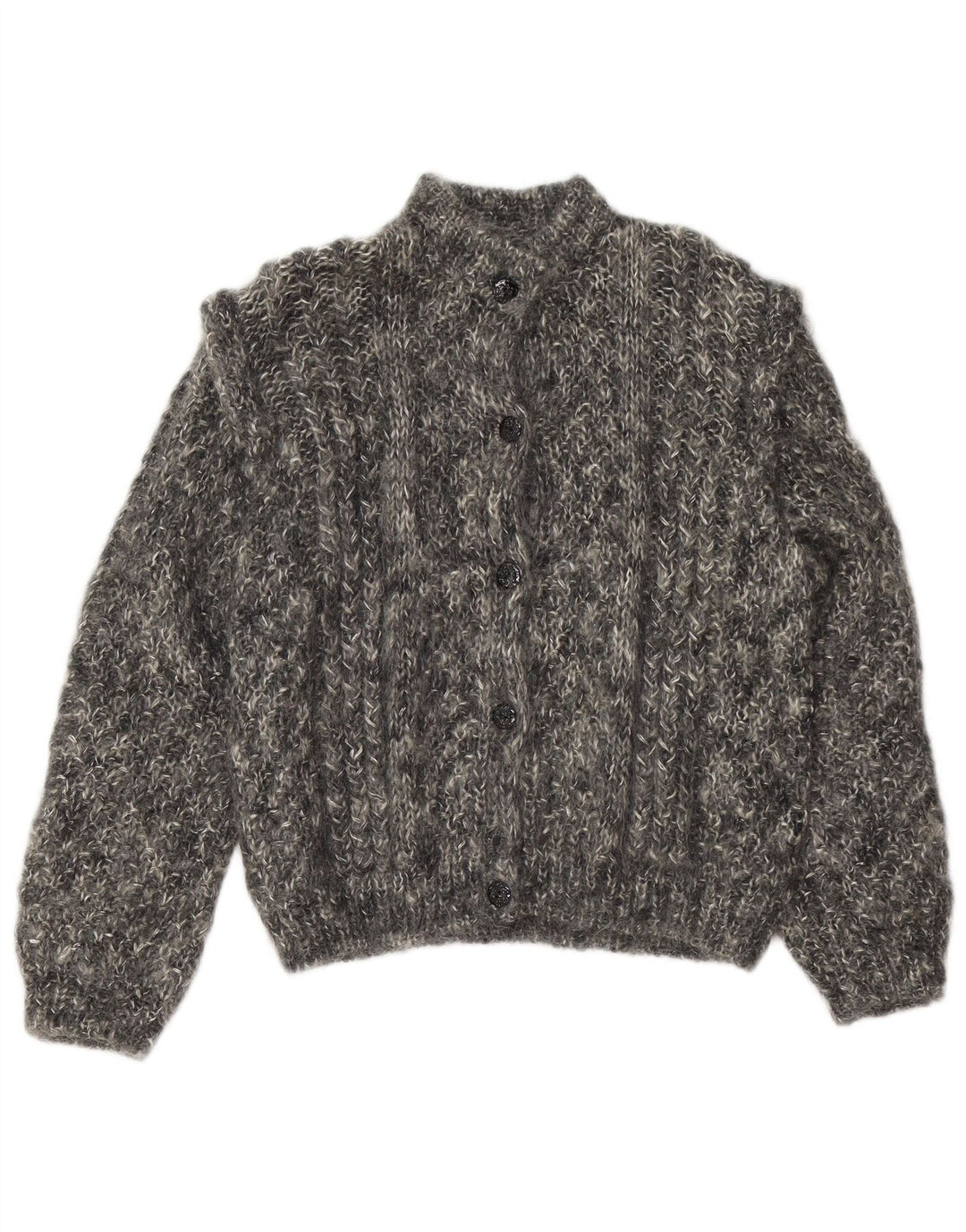 Maglione cardigan da donna VINTAGE UK 16 grande grigio
