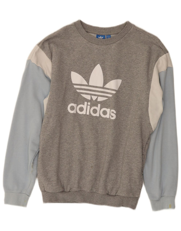 Felpa grafica da donna Adidas Jumper UK 8 Small Grey Colourblock