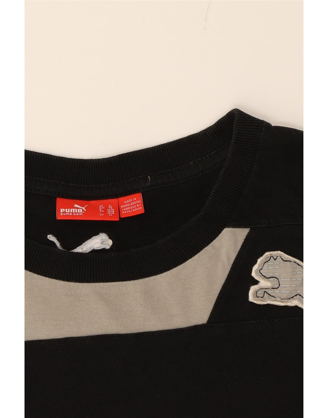 PUMA Mens Graphic Top Long Sleeve XL Black Colourblock Cotton Vintage Puma and Second-Hand Puma from Messina Hembry 