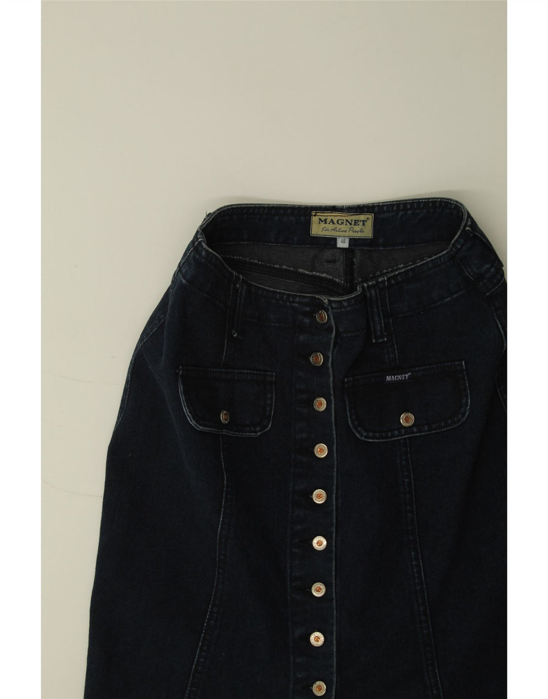 Gonna di jeans da donna VINTAGE IT 40 piccola W27 blu navy