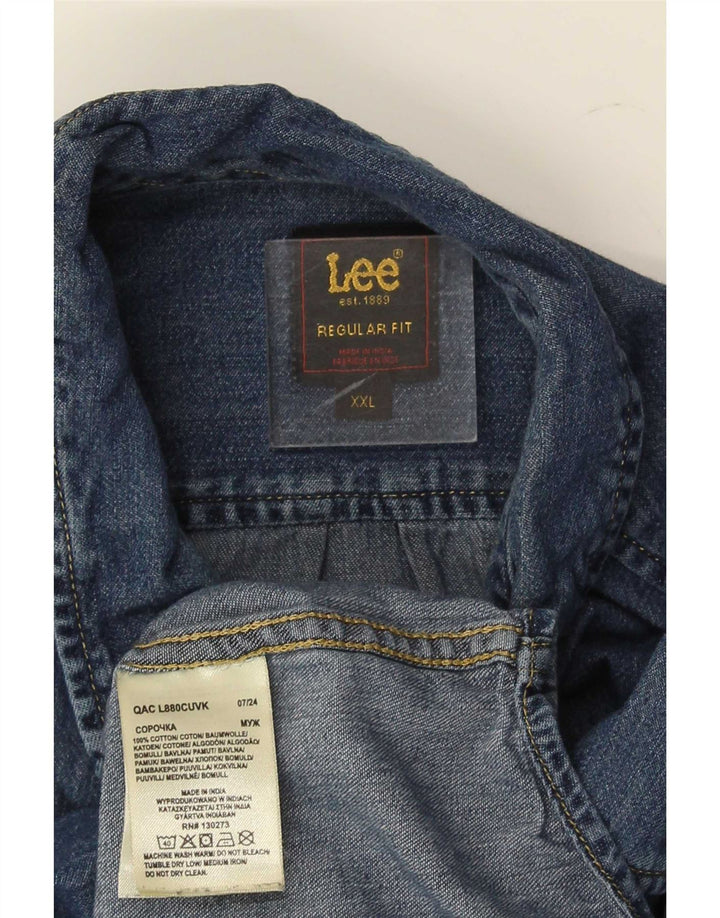 Camicia in denim vestibilità regolare da uomo Lee 2XL cotone blu
