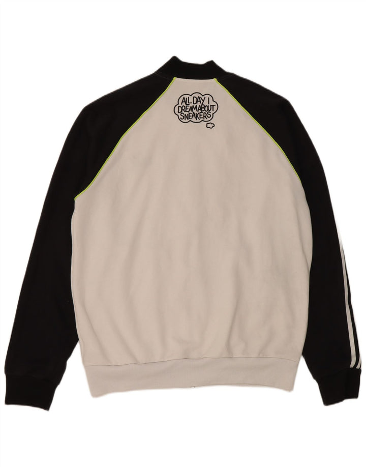 Giacca da tuta da uomo Adidas Large bianca in poliestere color block
