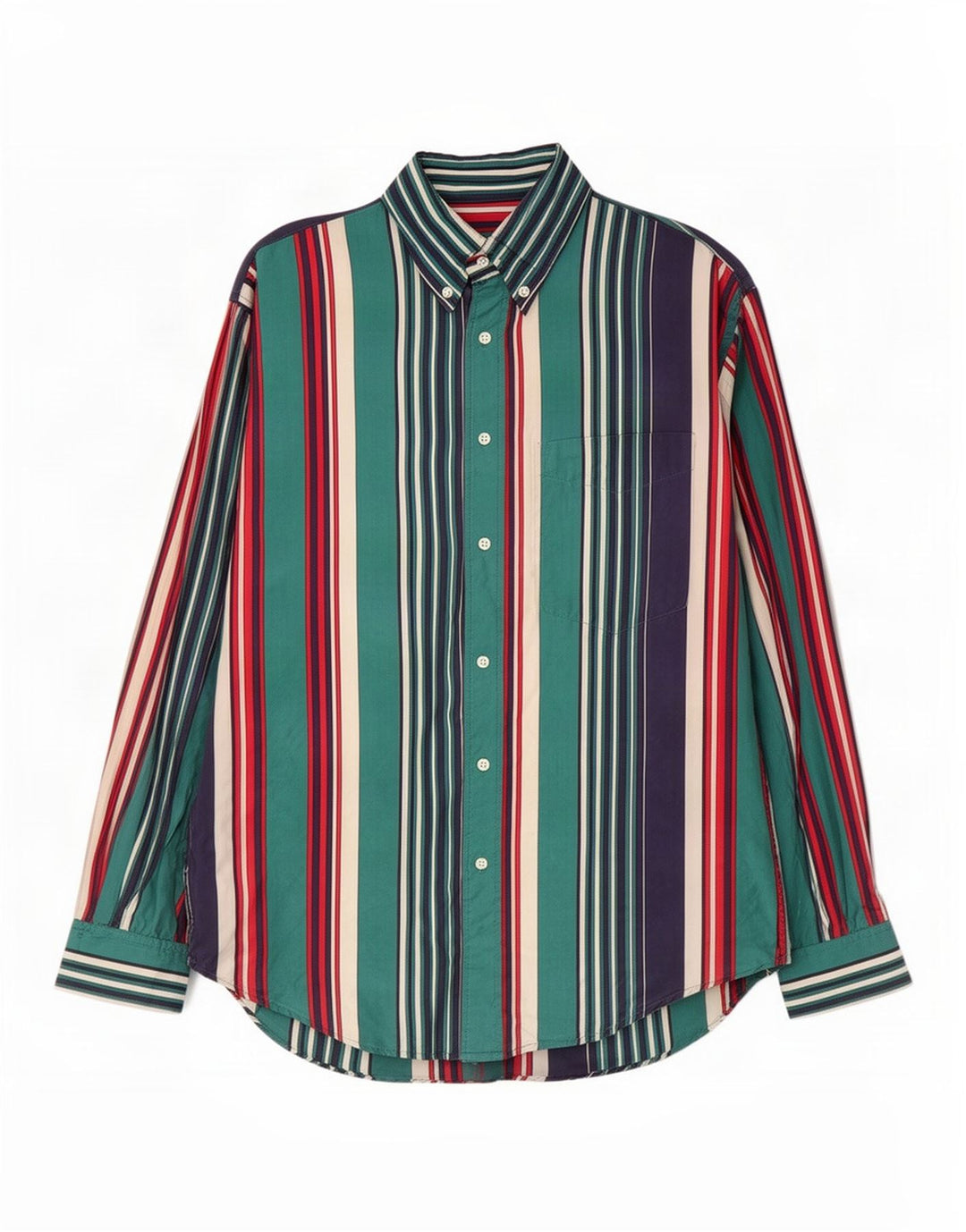 Camicia Vintage Uomo Piccola Seta Rigata Blu