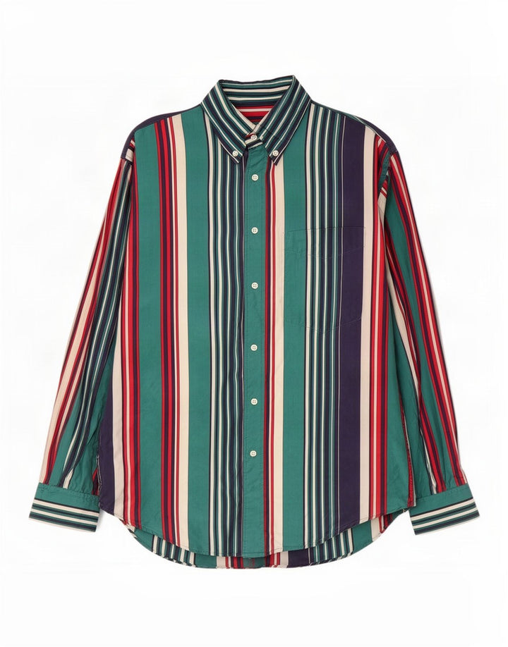 Camicia Vintage Uomo Piccola Seta Rigata Blu