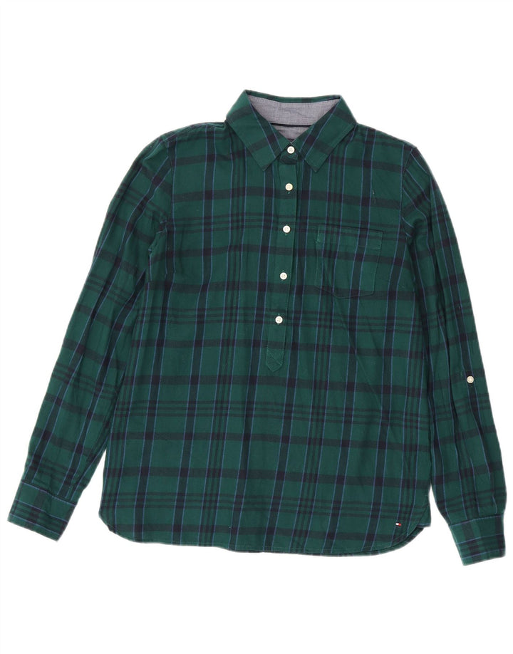 TOMMY HILFIGER Camicia oversize in flanella da donna UK 10 piccolo quadretto verde