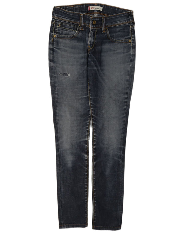 Jeans Levi's da donna 473 slim skinny effetto consumato W29 L30 cotone blu