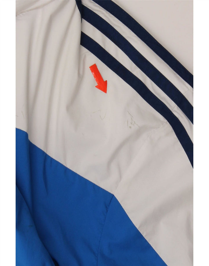 Adidas Giacca antipioggia da uomo con cappuccio UK 40 Large Blu Navy Colourblock Poliestere