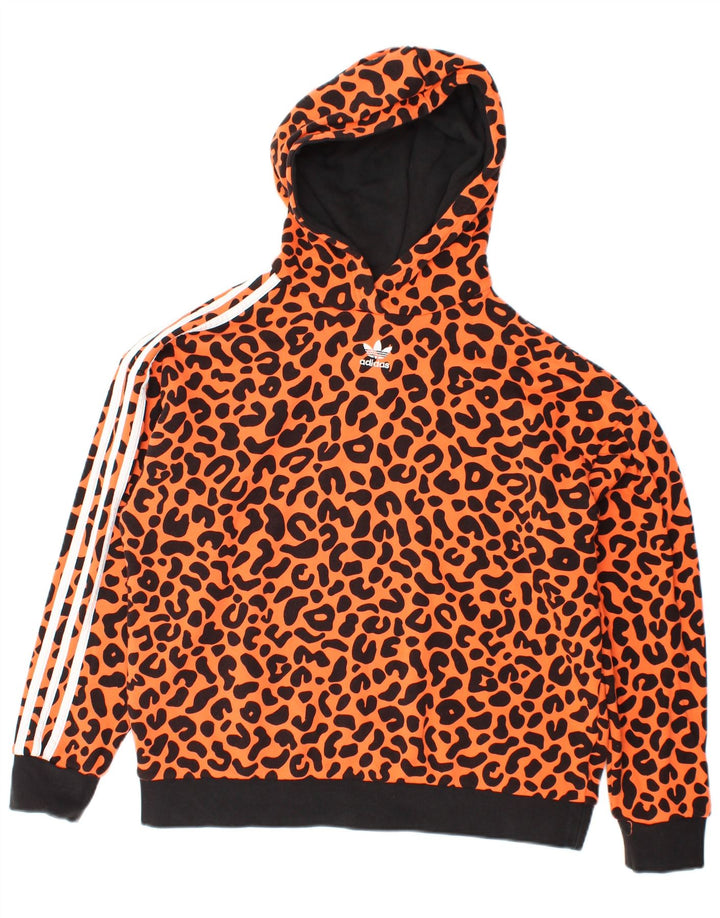 Maglione con cappuccio ADIDAS da donna Rich Mnisi UK 10 piccola stampa animale arancione