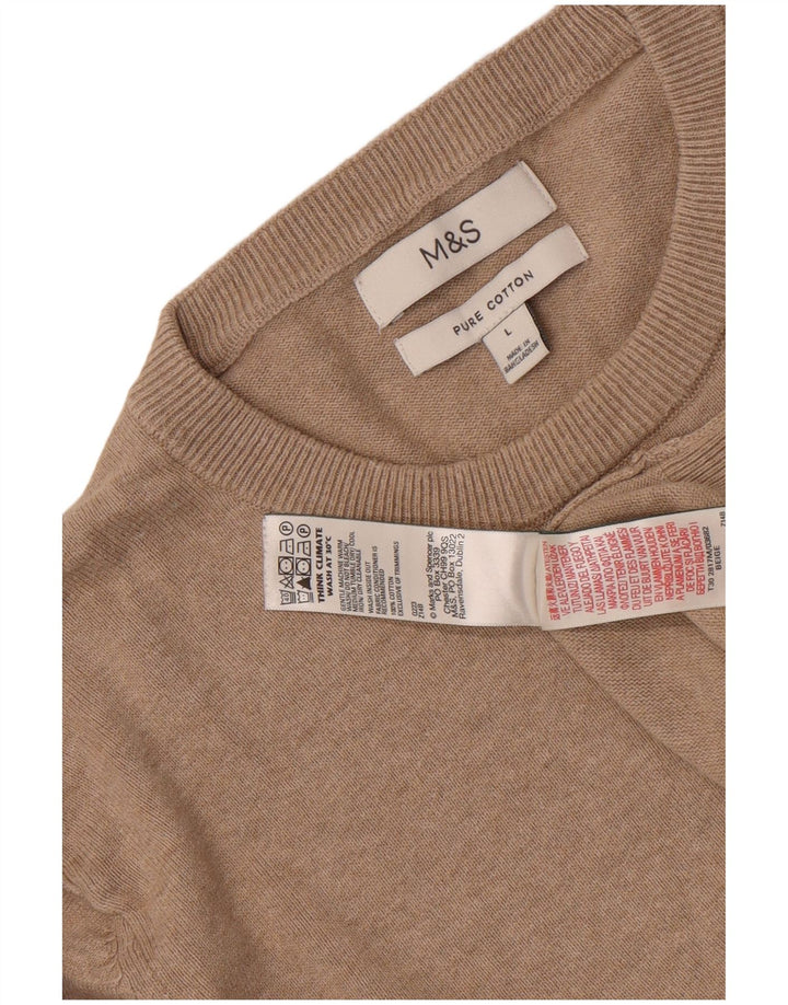 Maglione maglione girocollo da uomo Marks & Spencer grande cotone beige