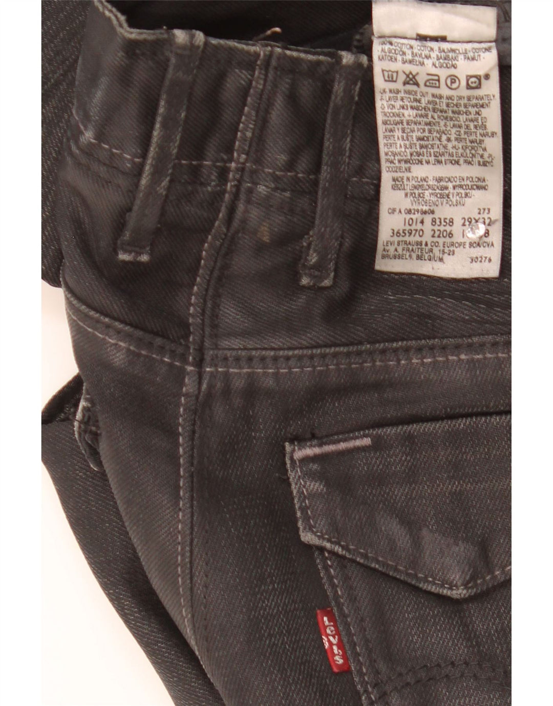 Jeans dritti da uomo Levi's W29 L32 cotone nero