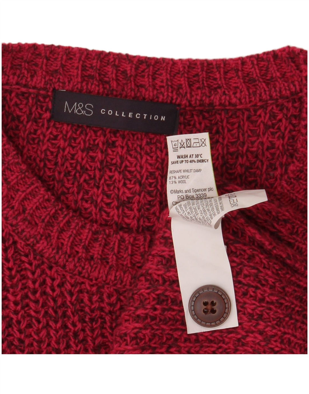 Maglione cardigan oversize da donna Marks & Spencer UK 10 piccolo rosa chiazzato