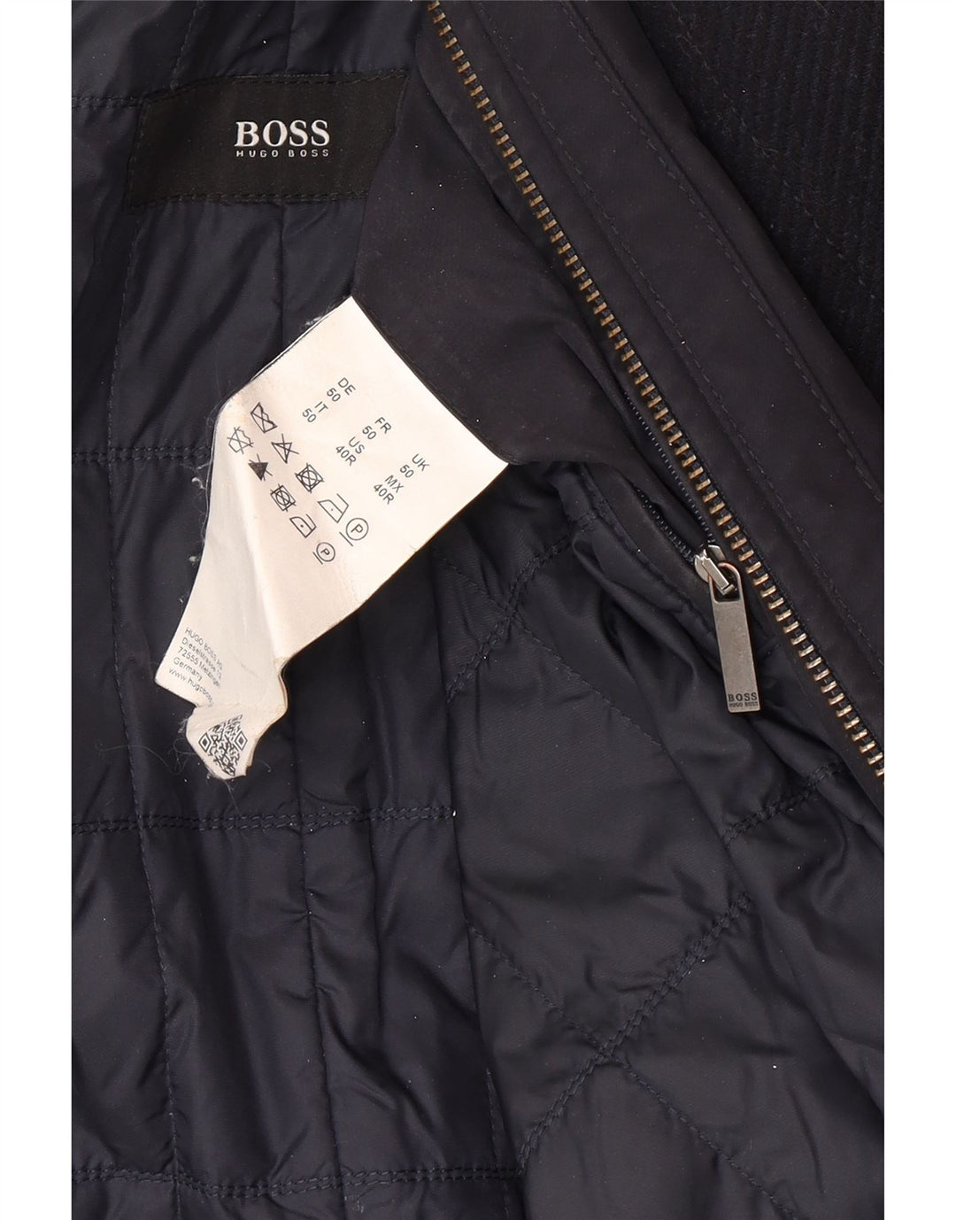 Cappotto da uomo Hugo Boss EU 50 grande lana blu navy