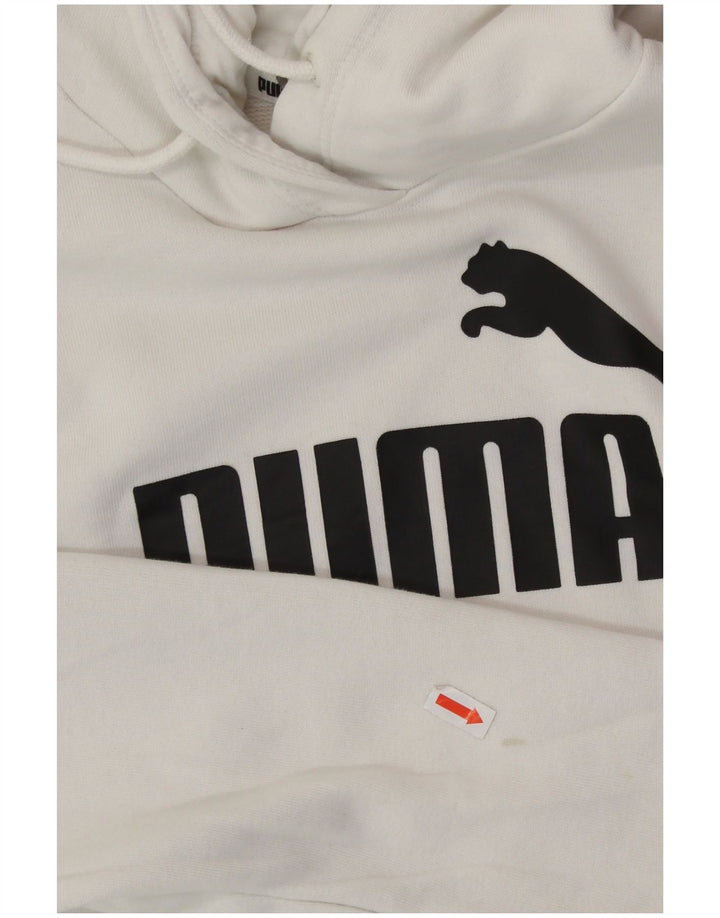PUMA Womens Graphic Hoodie Jumper UK 10 Small White