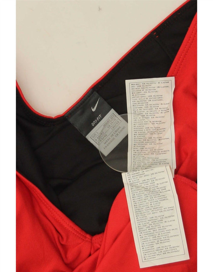 Canotta Nike Dri Fit da donna UK 14/16 Large Rosso Colourblock Poliestere