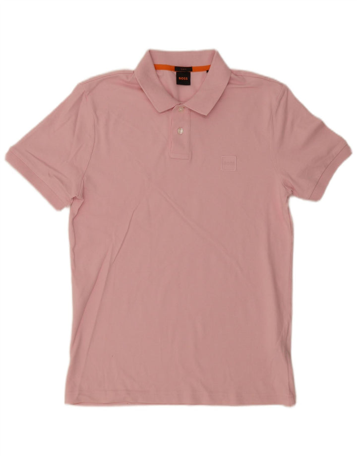Polo da uomo slim fit Hugo Boss in cotone rosa medio