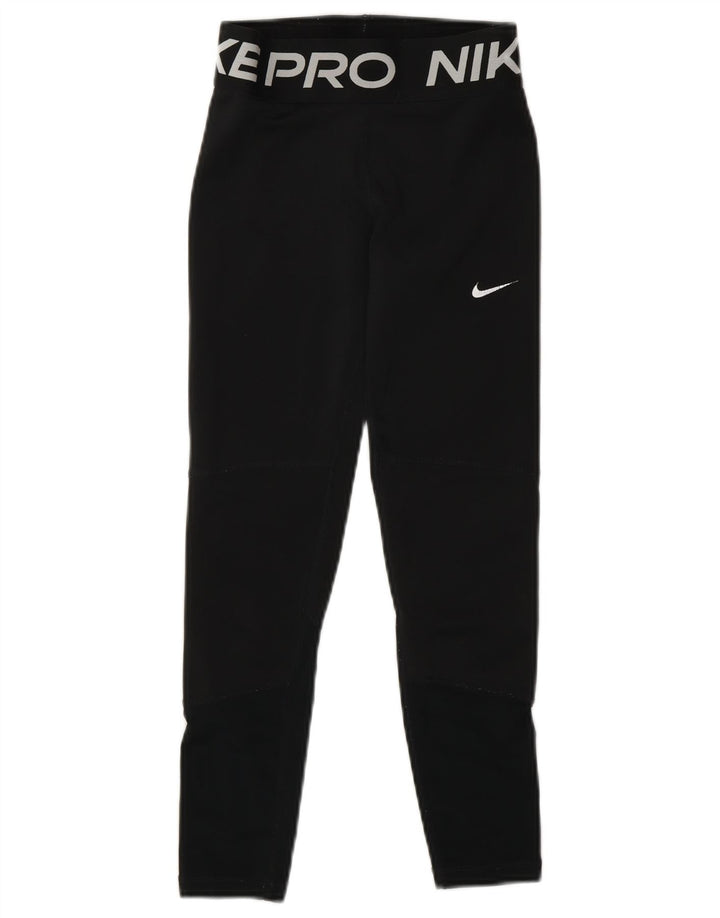 Leggings grafici Nike Dri Fit per ragazze 8-9 anni piccoli in poliestere nero
