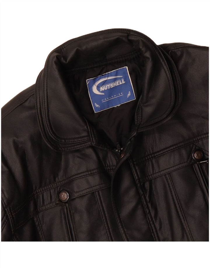 NUTSHELL Cappotto in pelle da uomo UK 40 grande nero