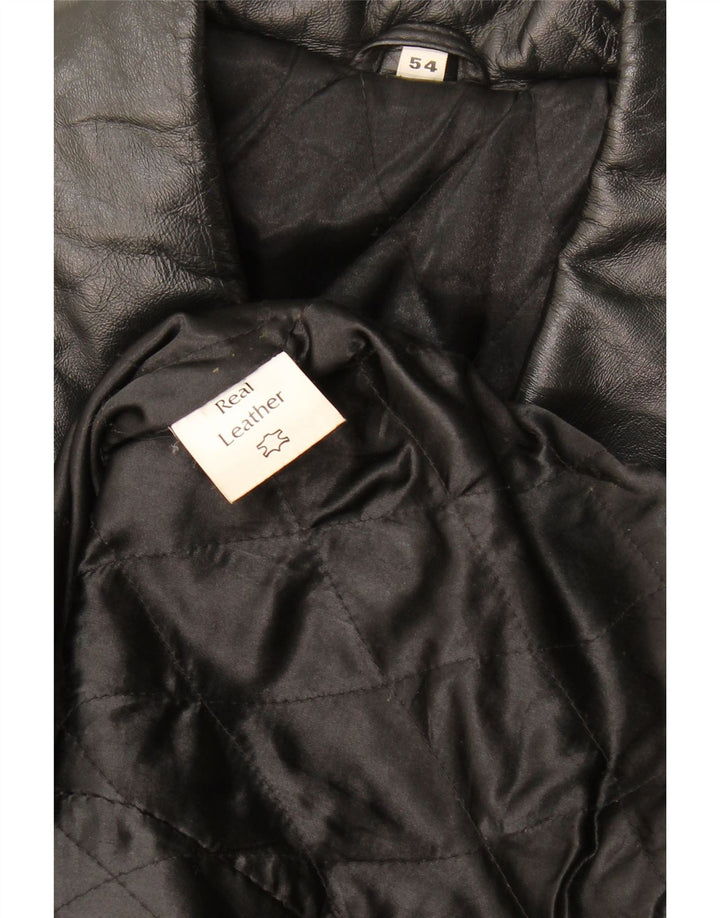 Giacca in pelle vintage da uomo EU 54 2XL Pelle nera