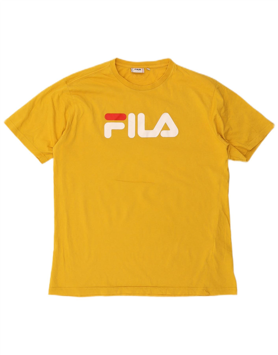 T-shirt grafica da uomo Fila Top Large in cotone giallo