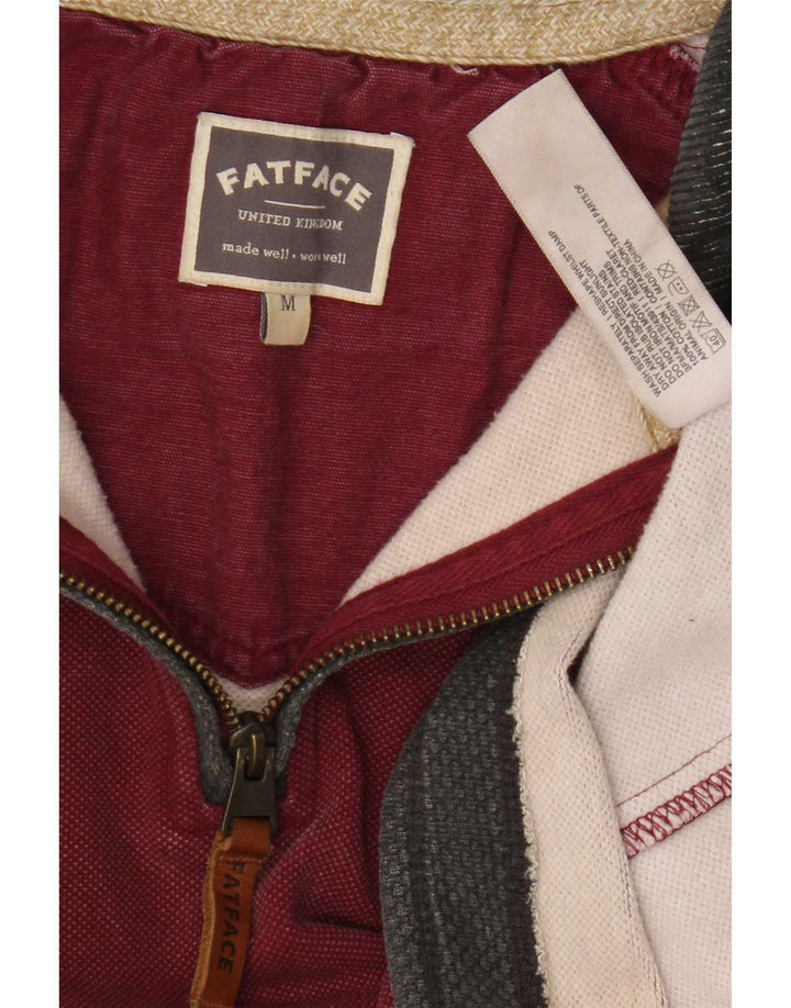 Felpa da uomo con collo con zip Fat Face Maglione cotone bordeaux medio