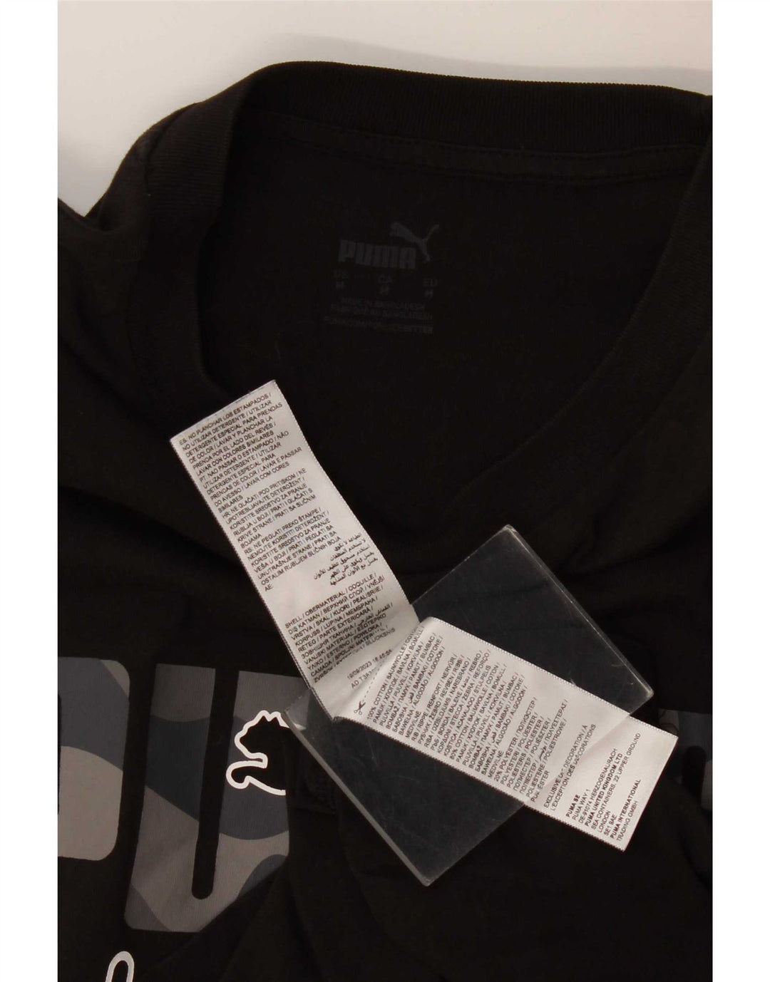 T-shirt grafica da uomo Puma Top in cotone nero medio