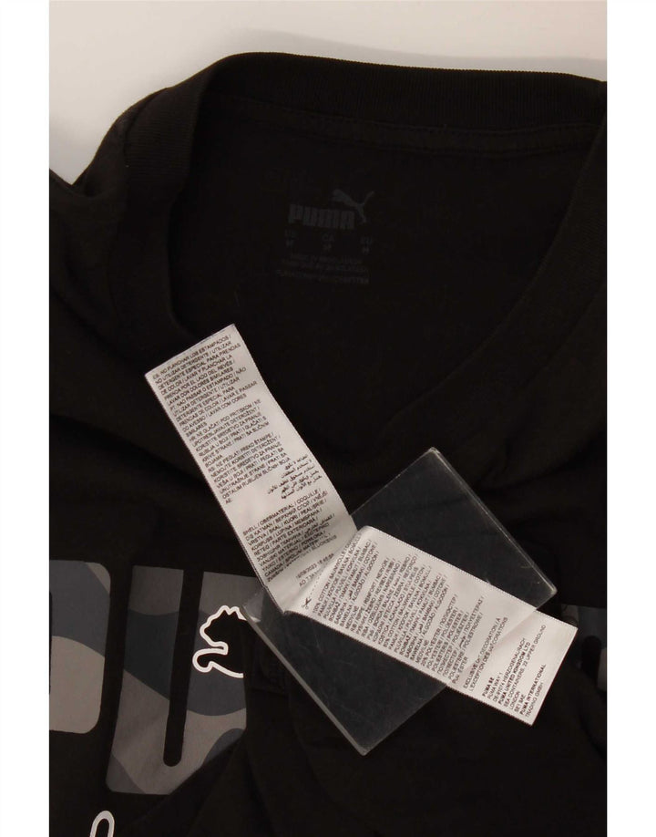 T-shirt grafica da uomo Puma Top in cotone nero medio