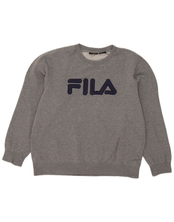 Felpa grafica da uomo Fila Maglione grande cotone grigio