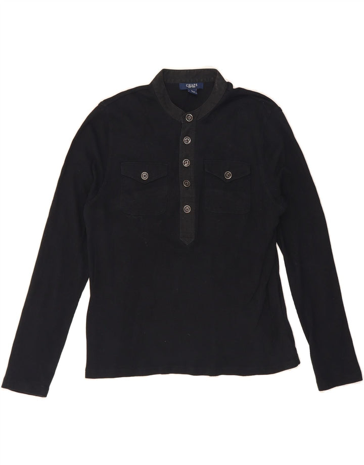 CHAPS Womens Pullover Shirt UK 14 Large Black Cotton Vintage Chaps and Second-Hand Chaps from Messina Hembry 