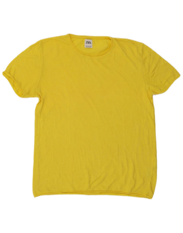 T-shirt Zara da uomo Top in cotone giallo medio