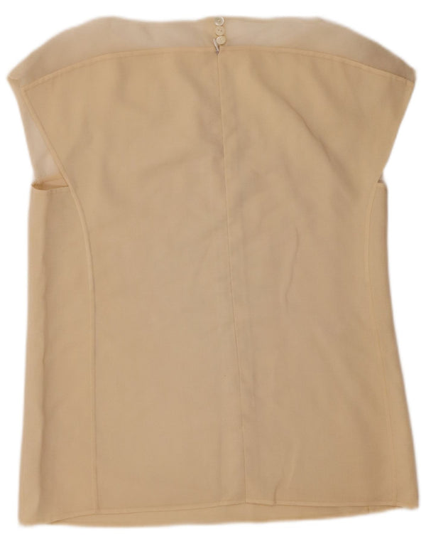 Camicetta camicia senza maniche vintage da donna UK 14 Beige medio