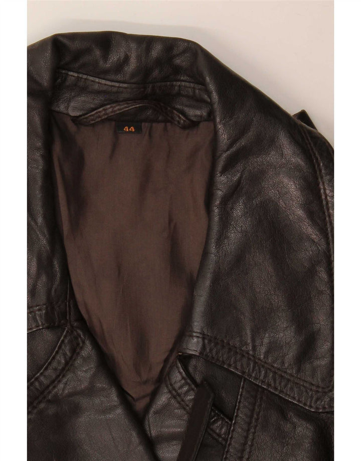 Cappotto vintage da donna in pelle doppiopetto IT 44 Marrone medio