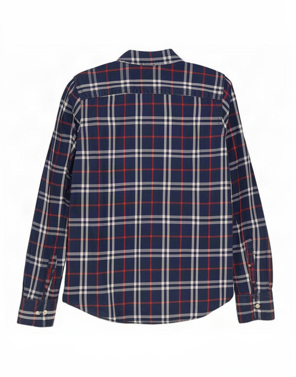 Abercrombie & Fitch Camicia muscolare da uomo di grandi dimensioni in cotone a quadri blu navy