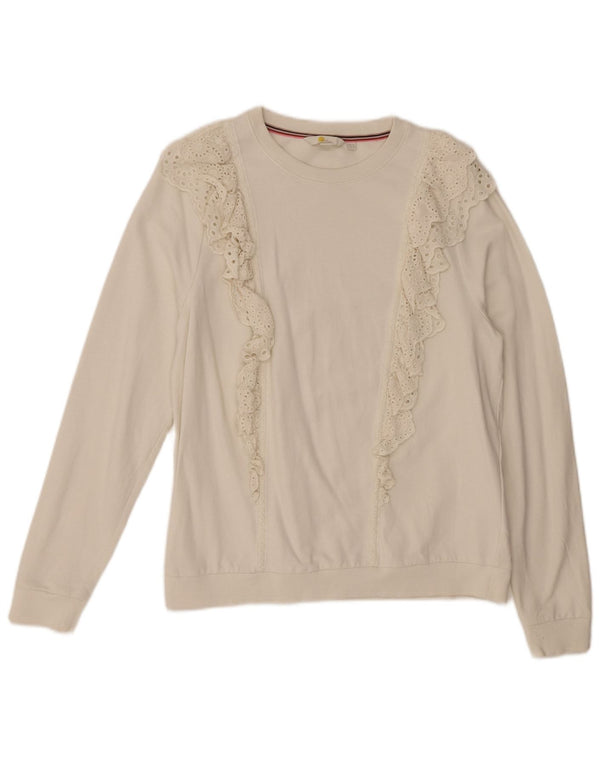 BODEN Womens Sweatshirt Jumper UK 12 Medium White Cotton