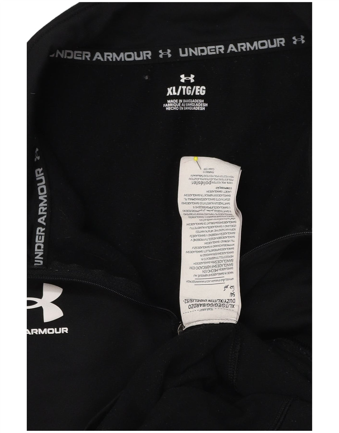 Maglia da ginnastica Under Armour da uomo con zip e collo XL in poliestere nero